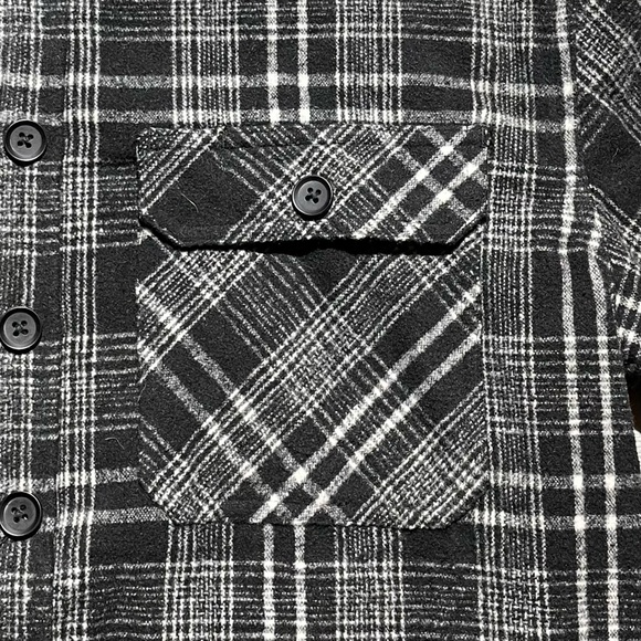 Mens Machus thick black/white plaid button down flannel shirt size L - Picture 5 of 6